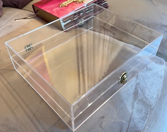 Beautiful Clear Acrylic Bible/Book Display Box with Latch, Gift Box, Display Box size 10x8x3”