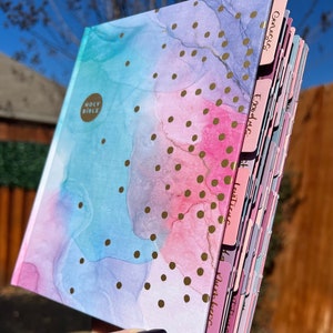 Gorgeous NIV Multi Color Pastel  Bible with TABS, Cloth over Board, Art Gilded Edges, Red Letter, Comfort Print