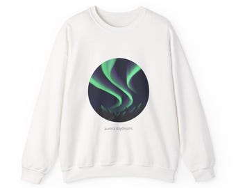 オーロラオーロラクルーネックスウェットシャツ | オーロラアート、星空観察