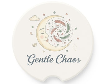Posavasos para coche con diseño de remolino de luna Gentle Chaos / Posavasos para coche de esteatita