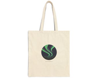 Northern Lights Minimalist Tote, aurora art canvas tote, stargazing accessory