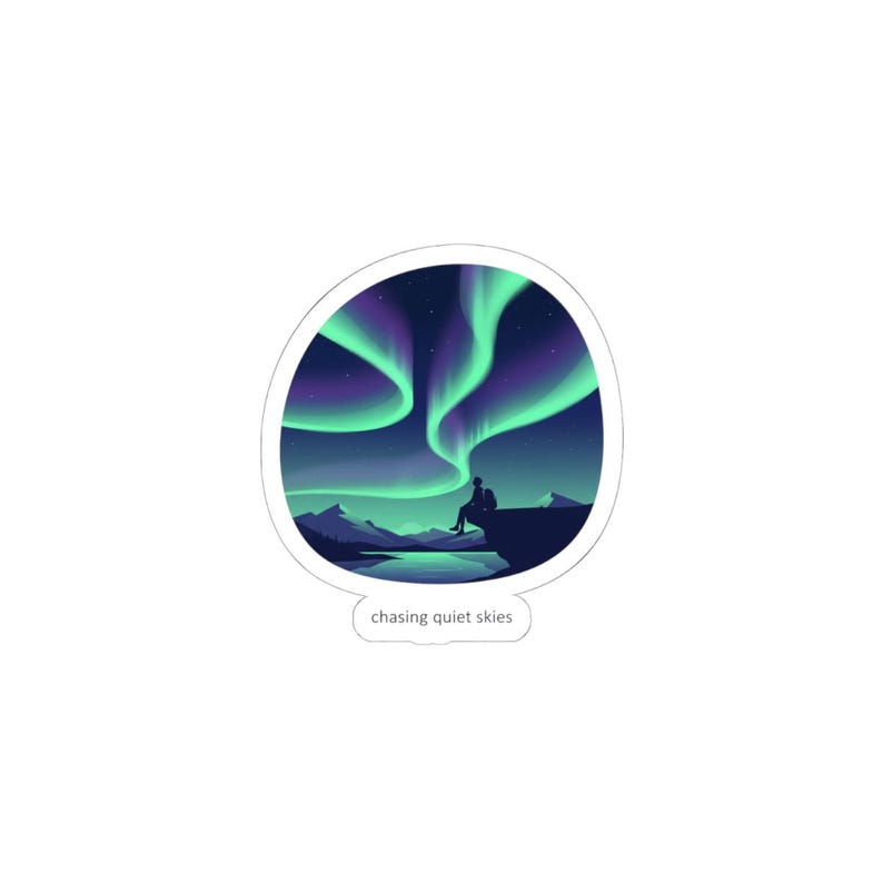 Northern Lights Minimal Sticker | Aurora Art, Stargazing Scene - Etsy