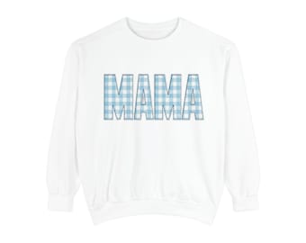 Plaid MAMA sweatshirt | Blue Buffalo Check Mama Pullover