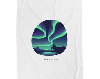 Northern Lights 'chasing quiet skies' Velveteen Plush Blanket | aurora art, stargazing