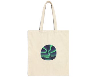 Northern Lights Aurora Art Tote | cotton canvas stargazing sky show