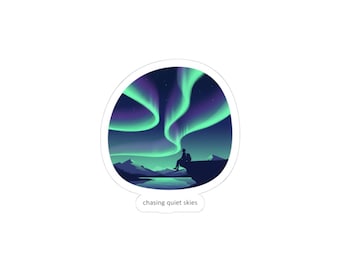 Northern Lights Minimal Sticker | aurora art, stargazing scene