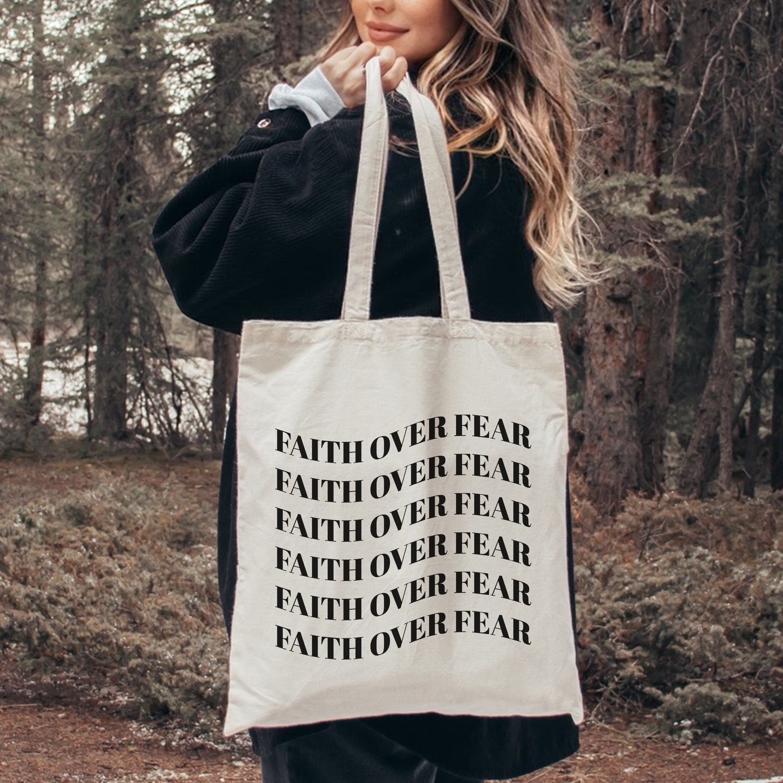Faith Over Fear Christian Tote Bag Christian Tote Bags Jesus 