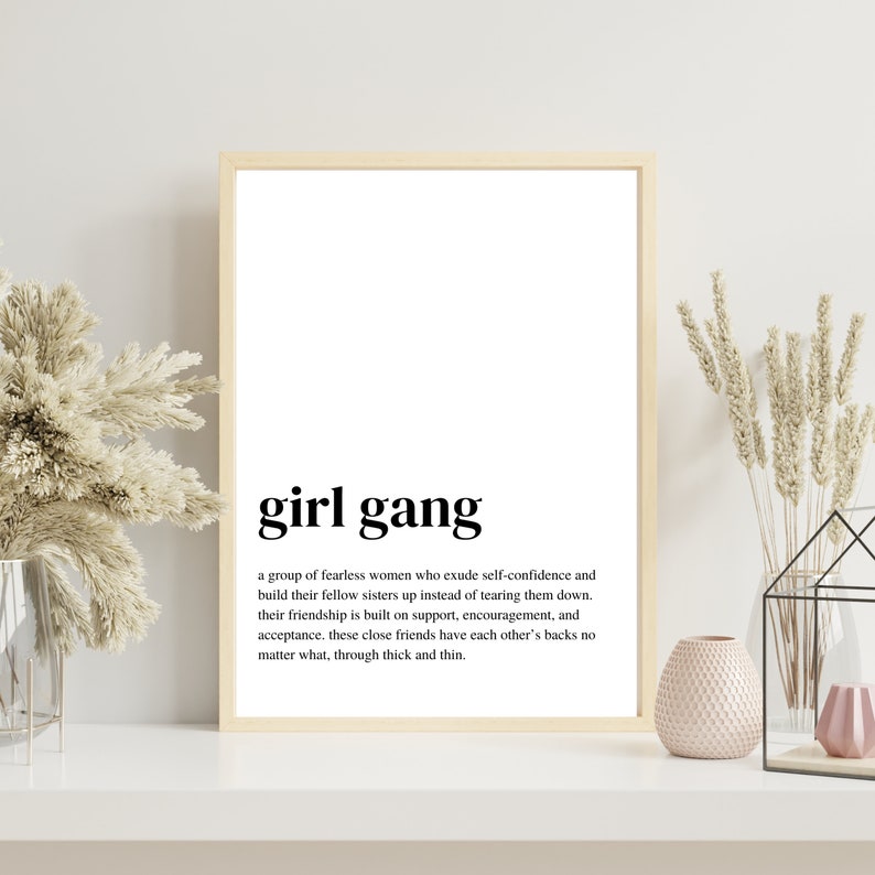 Girl Gang Definition, Girl Gang Wall Art, Printable Friendship Wall Art