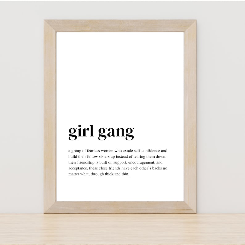 Girl Gang Definition, Girl Gang Wall Art, Printable Friendship Wall Art
