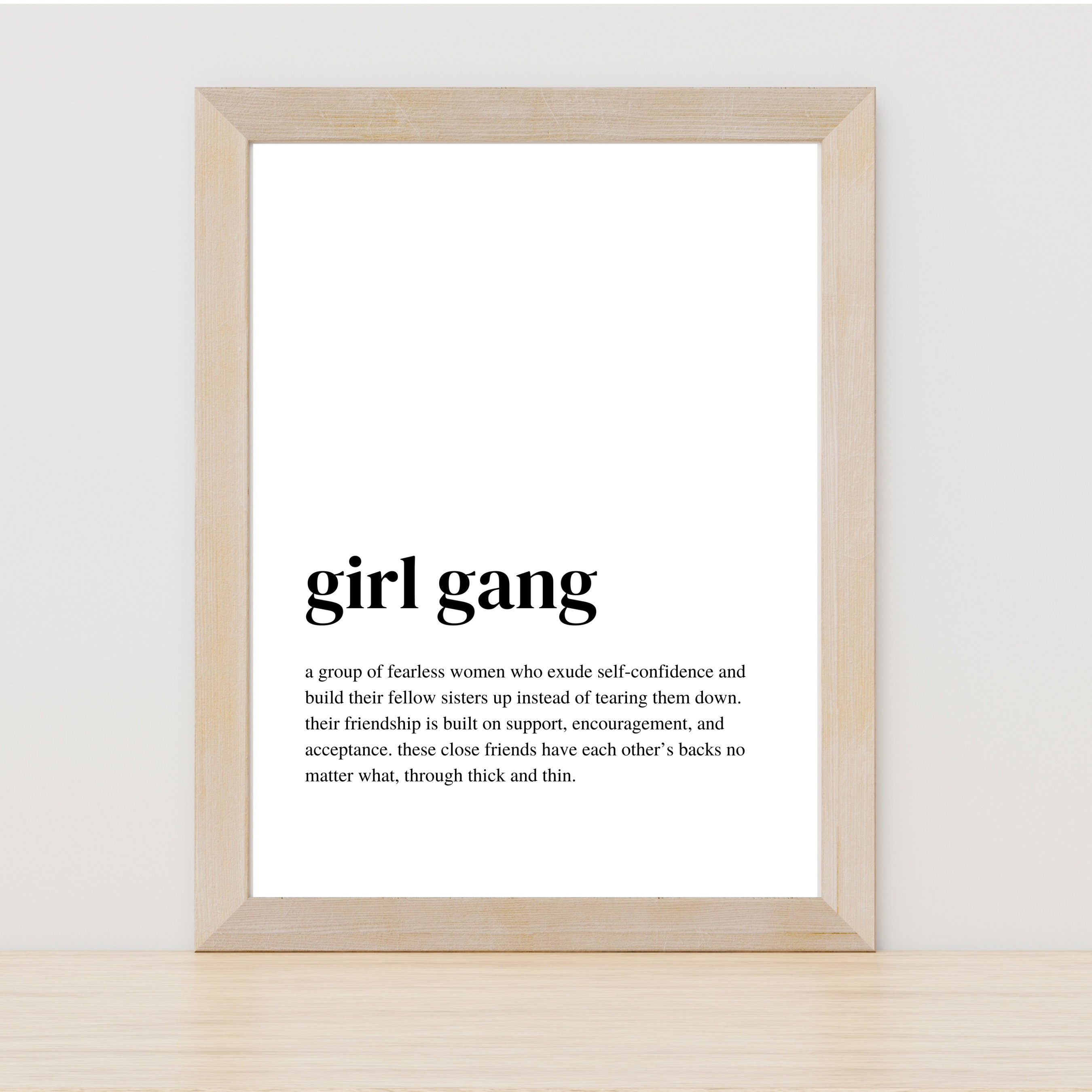 Girl Gang Definition, Girl Gang Wall Art, Printable Friendship Wall Art