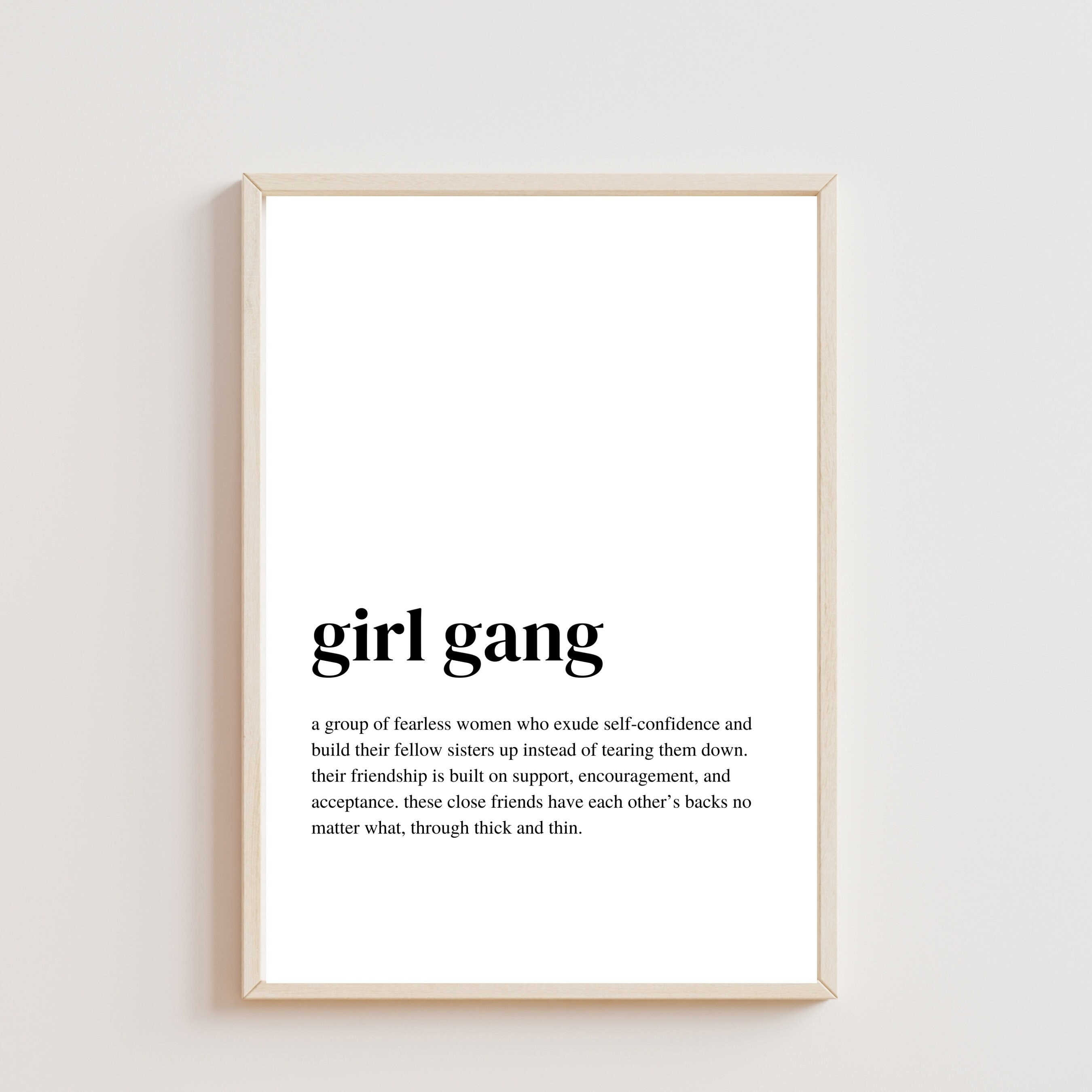 Girl Gang Definition, Girl Gang Wall Art, Printable Friendship Wall Art