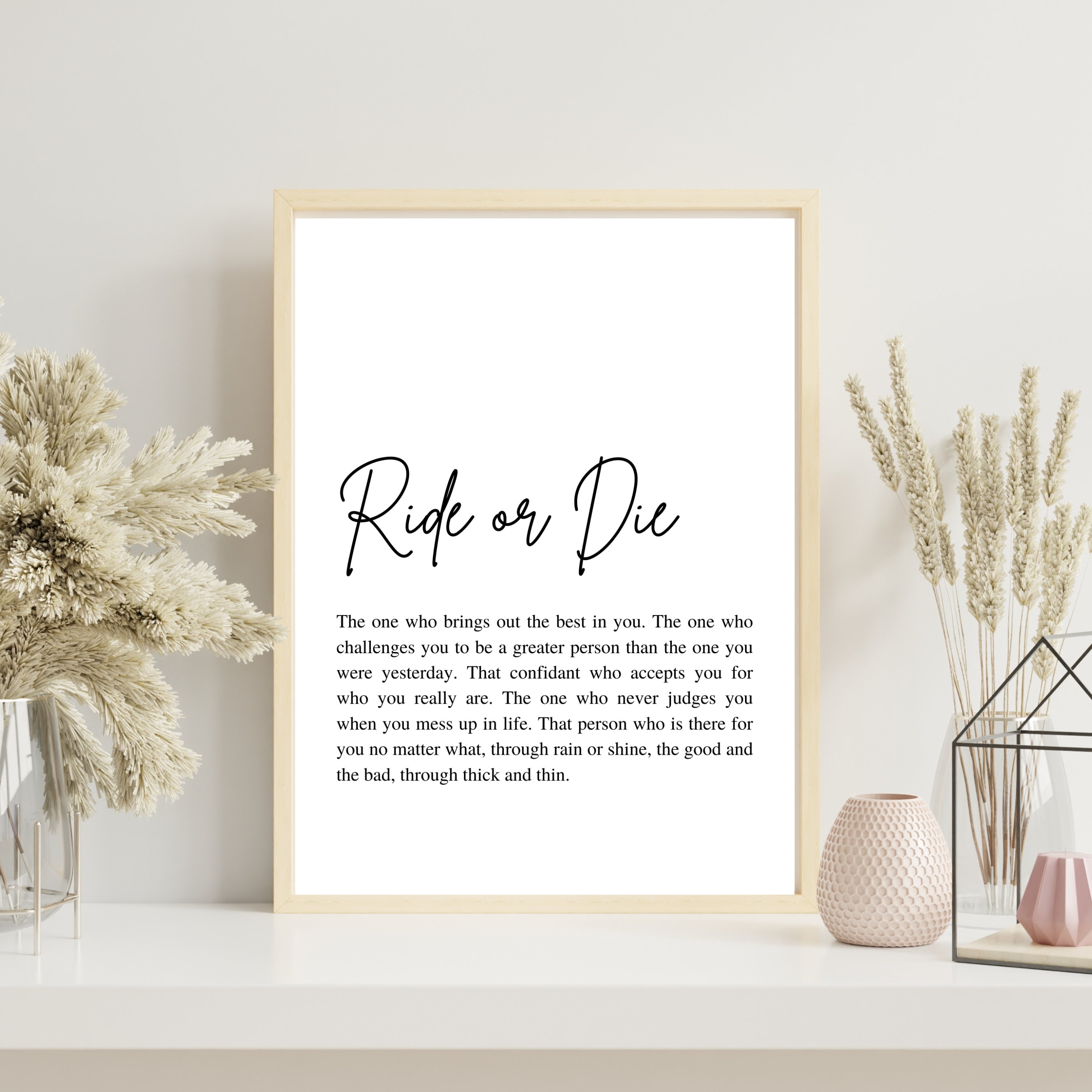 Ride or Die Wall Art, Printable Friendship Wall Art, Ride or Die Gift