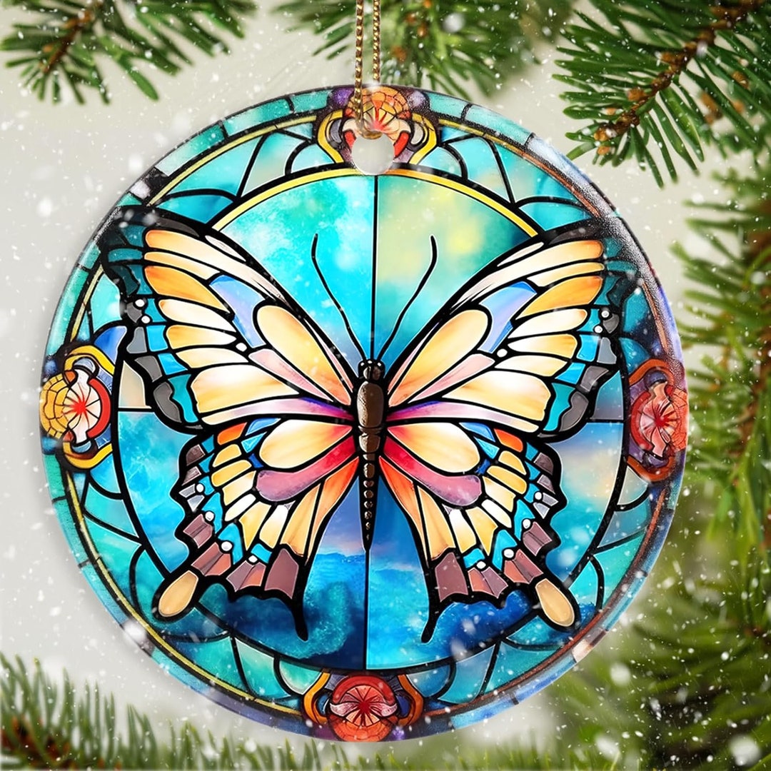 Butterfly Christmas Ornament, Butterfly Ceramic Ornaments, Gifts for Butterfly Lovers, Butterfly