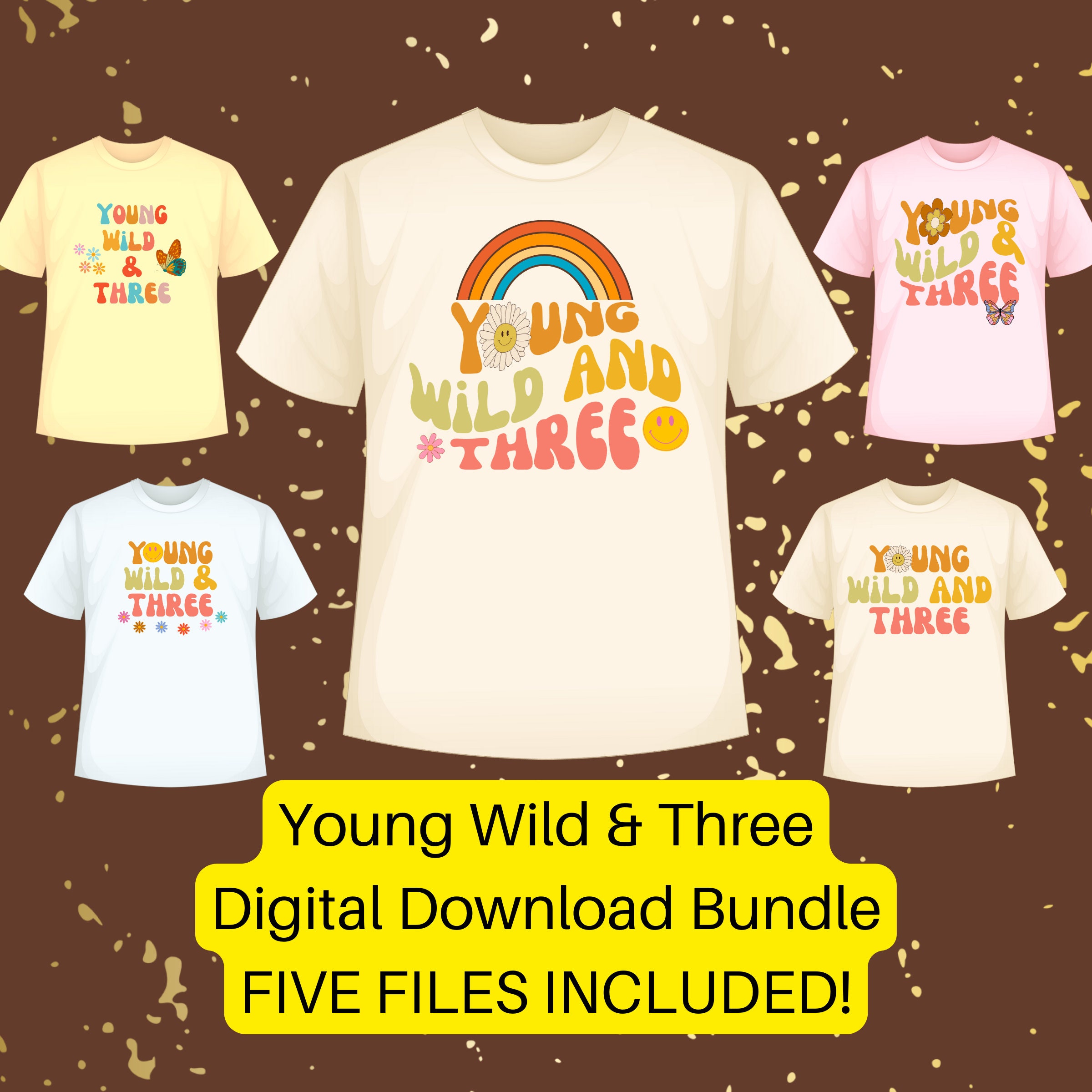 Young Wild & Three Digital T-shirt Design PNG Download Bundle - Etsy