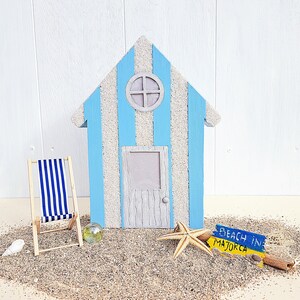 Beach Home Vertical Stripes Handmade Minimalist Ornament Miniature Hut Marine Design Sea Cottage Decoration