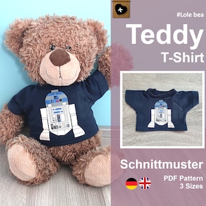 Modello di cucito e istruzioni per una maglietta a forma di orsacchiotto, idea per cucire un peluche, modello PDF
