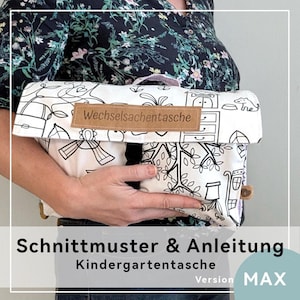 Schnittmuster Kindergartentasche MAX – Tasche für Wechselkleidung nähen, Kids Backpack Sewing Pattern PDF