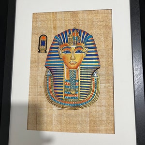 ヴィンテージの手描きエジプトパピルス、ツタンカーメン王の黄金