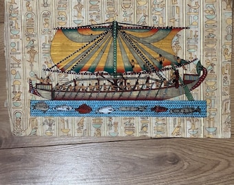 手描きのエジプトの星座パピルス：古代占星術の壁アート（14インチ×10