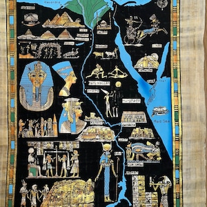 Egypte kaart groot – het oude Egypte – vintage authentieke handgeschilderde papyrus – oude Egypte kunst schilderij – Egypte papyrus – Egypte papyrus decor
