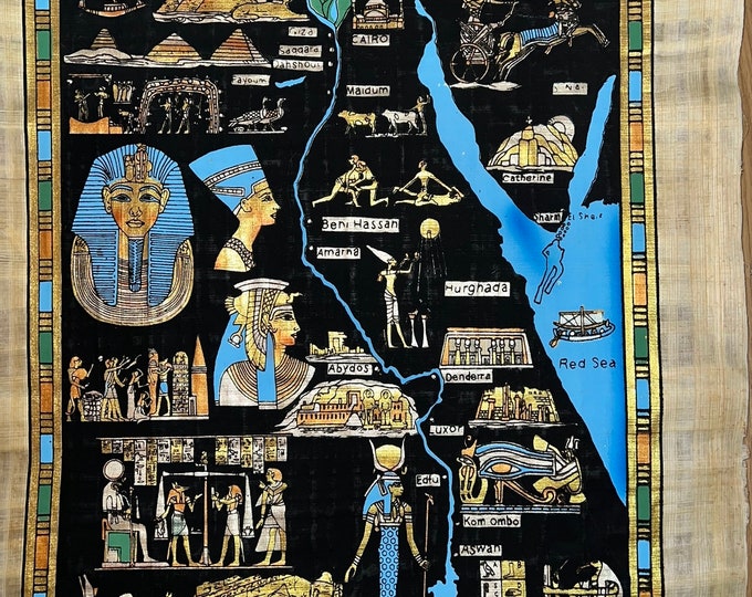 Map of Egypt Papyrus - Egyptian Map With Hieroglyphic Border Papyrus ...