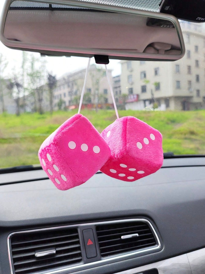 Car Dice Retro Fluffy Cute Dice Car Rearview Mirror Hanging Etsy