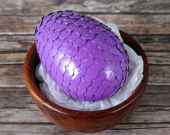 Dragon egg lizard egg prop oddity with thumbtacks in lilac 8 cm