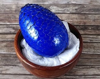 Dragon egg lizard egg prop oddity with thumbtacks in azure 8 cm