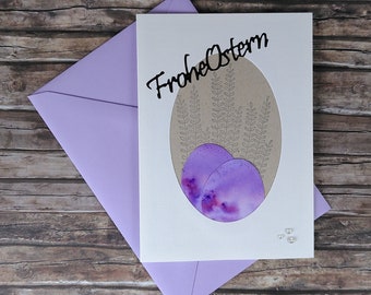 Greeting Card Card Folding Card Easter Easter Ostara Eggs Easter Eggs Purple Lilac Black Din A6 14.8 x 10.5 cm