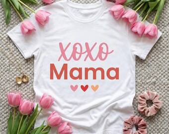 XOXO Mamá PNG, Diseño de camiseta de mamá de San Valentín, Sublimación de mamá niña niño mamá, Mamá retro de San Valentín PNG