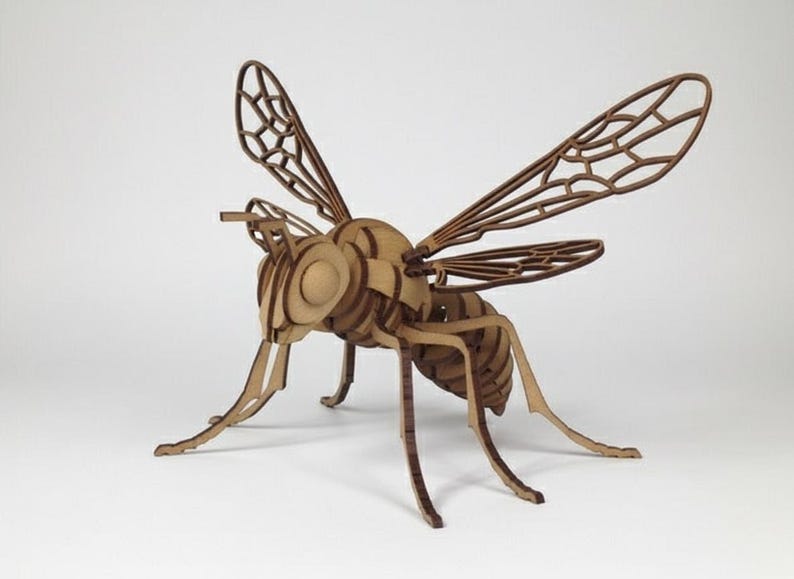 3D Bee Laser Cut File Wooden Insect Puzzle Svg DXF Cnc Wood Animal ...
