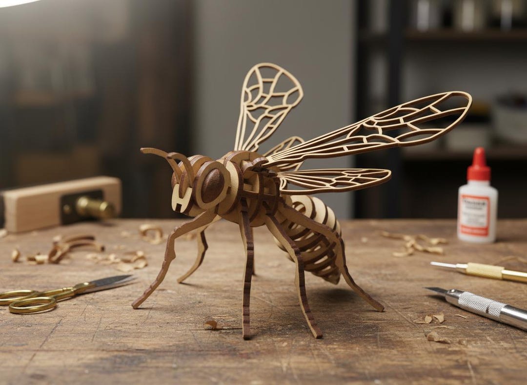 Insect Dxf 3D Bee Laser Cut File Wooden Insect Puzzle Svg DXF Cnc Wood Animal ...