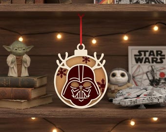 Adorno navideño de Darth Vader de Star Wars SVG/archivo cortado con láser