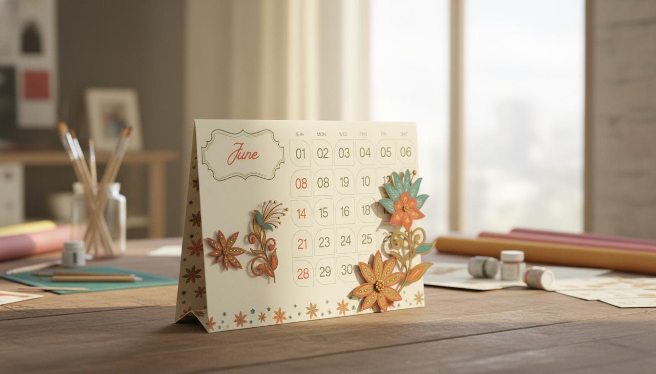 2026 Calendar Papercraft | Printable Boho Floral Planner Template ...