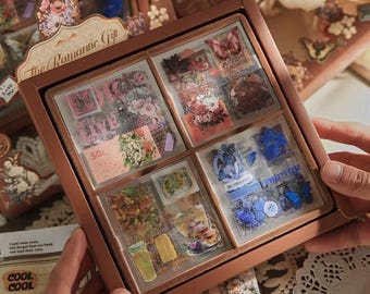 100 Sheets Vintage Sticker Box, Aesthetic Scrapbook Kit, Journaling Supplies, Cute Stationery Gift