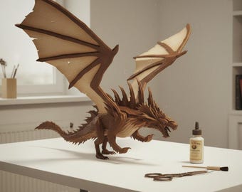 Low Poly Dragon Papercraft Template 3D Puzzle Printable PDF Fantasy Dragon Model DIY Paper Craft Pattern