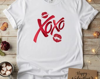 Besos XOXO, descarga digital de amor para San Valentín con besos de lápiz labial rojo, imprimibles románticos para regalos de sublimación.