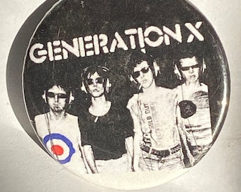 Vintage &#39;80s GENERATION X Pinback Button Punk ALBUM Promo Button