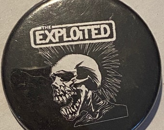 Vintage &#39;80s The EXPLOITED Pinback Button Scottish Punk ALBUM Promo