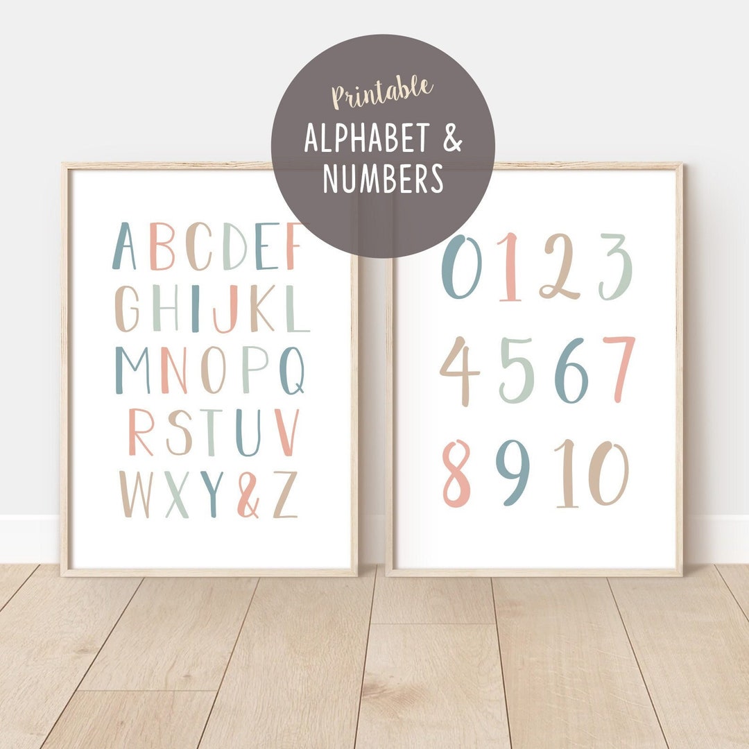 Printable Alphabet & Numbers Posters, Set of 2 Educational Prints, ABC
