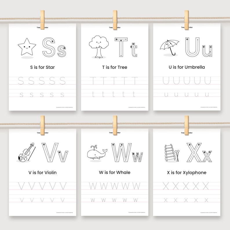 Printable Alphabet Trace & Color Handwriting Letter Tracing Etsy