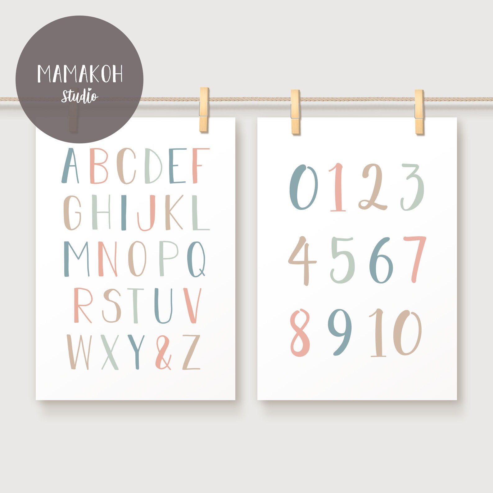 Printable Alphabet Numbers Posters Set of 2 Educational Prints ABC Printable Alphabet Numbers Posters Set of 2 Educational Prints ABC