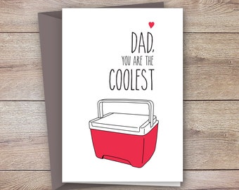 Printable Fathers Day Funny Silly Witty Card | The Coolest Dad | Happy Father's Day | Humor Heartfelt Whimsical Card | Cool Dad | Download