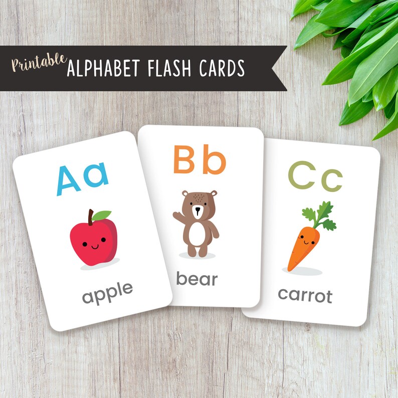 Printable Alphabet Flash Cards, Digital Download, Preschool Homeschool ...