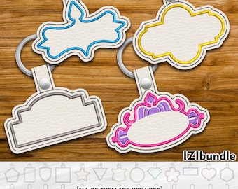 ヴィンテージフレーム刺繍キーホルダーデザイン、スナップキーフォブタブ（デジタルダウンロード）ITH #21yy