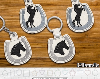 Hufeisen Stickerei Schlüsselanhänger Design, Snap & Öse Key Fob Tab (Digitaler Download) ITH #25yy