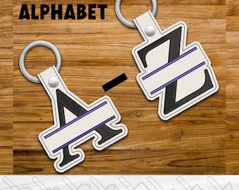Split Font Alphabet Snap Keychain Key Fob Tab - Designs for Embroidery Machine Instant Download digital files 4x4 hoop ITH 12xy