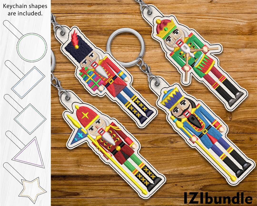 Nutcrackers Eyelet Keychain Key Fob Tab Designs for Embroidery Machine
