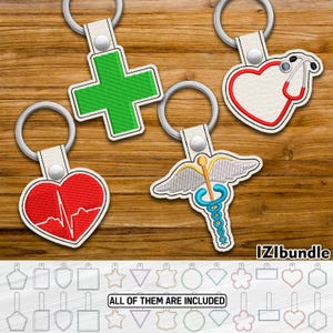 Medical Signs Embroidery Keychain Design, Snap Key Fob Tab (Digital Download) ITH
