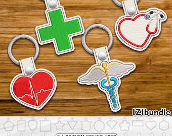 Medizinische Zeichen Stickerei Schlüsselanhänger Design, Snap Key Fob Tab (Digital Download) ITH